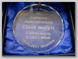 Medal dla Najlepszej Matki Chrzestnej Dzie lubu - szko - kryszta